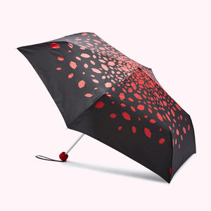 Lulu Guinness Minilite-2 Lightweight Compact Umbrella - Raining Lips