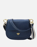 Alice Wheeler London Ladies Vegan Faux Leather Ascot Saddle Bag - Navy Blue