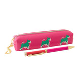 Joules Brights Pen & Pink Pencil Case (Pouch) Set With Dog Print