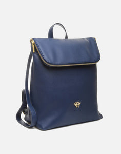 Alice Wheeler London Ladies Vegan Faux Leather Marlow Backpack - Navy Blue