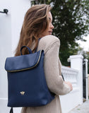 Alice Wheeler London Ladies Vegan Faux Leather Marlow Backpack - Navy Blue