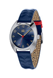 Orla Kiely Beatrice Ladies Navy Leather Strap Embossed Stem Print Watch