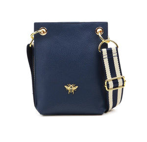 Alice Wheeler London Ladies Vegan Faux Leather Primrose Phone Cross Body Bag - Navy Blue