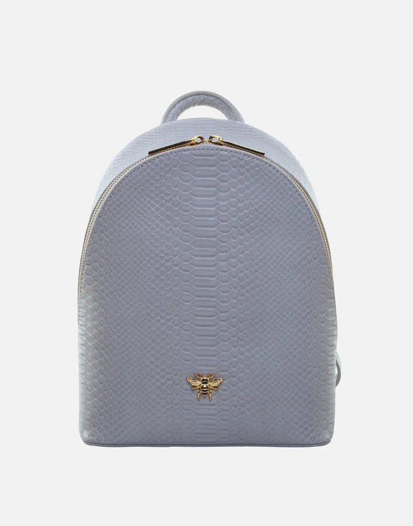 Alice Wheeler London Ladies Vegan Faux Leather Richmond Snake Print Backpack - Grey