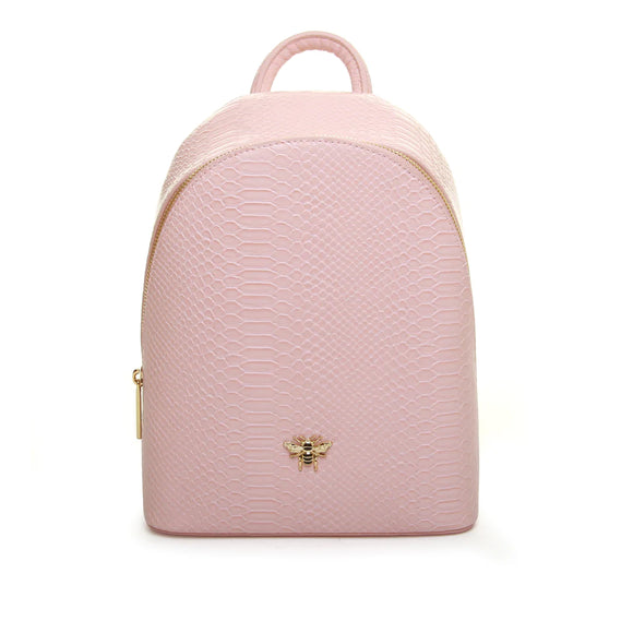 Alice Wheeler London Ladies Vegan Faux Leather Richmond Snake Print Backpack - Pink