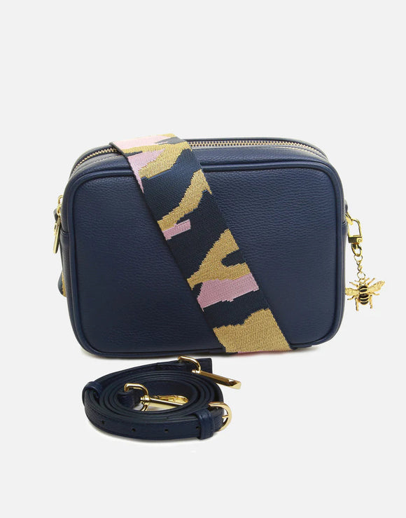 Alice Wheeler London Ladies Vegan Faux Leather Soho Camera Cross Body Bag - Navy (Design 1)