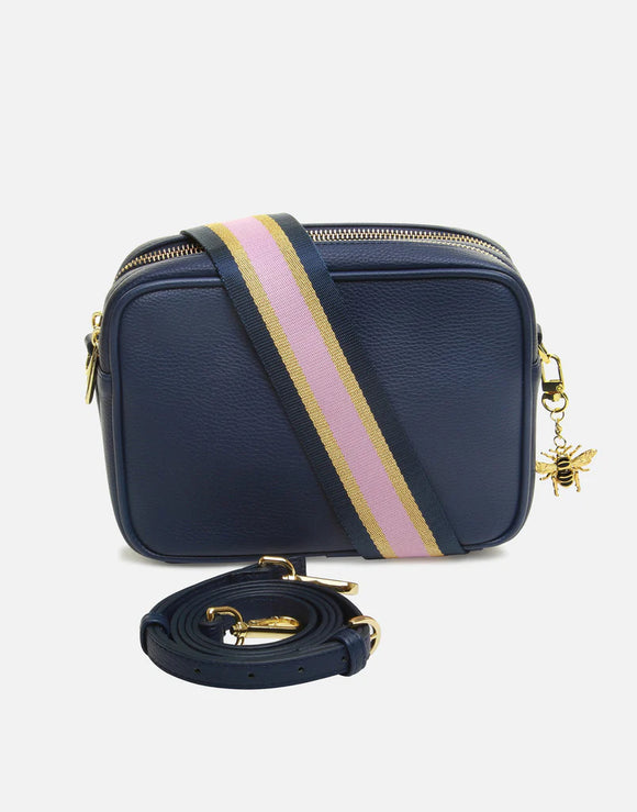 Alice Wheeler London Ladies Vegan Faux Leather Soho Camera Cross Body Bag - Navy (Design 2)