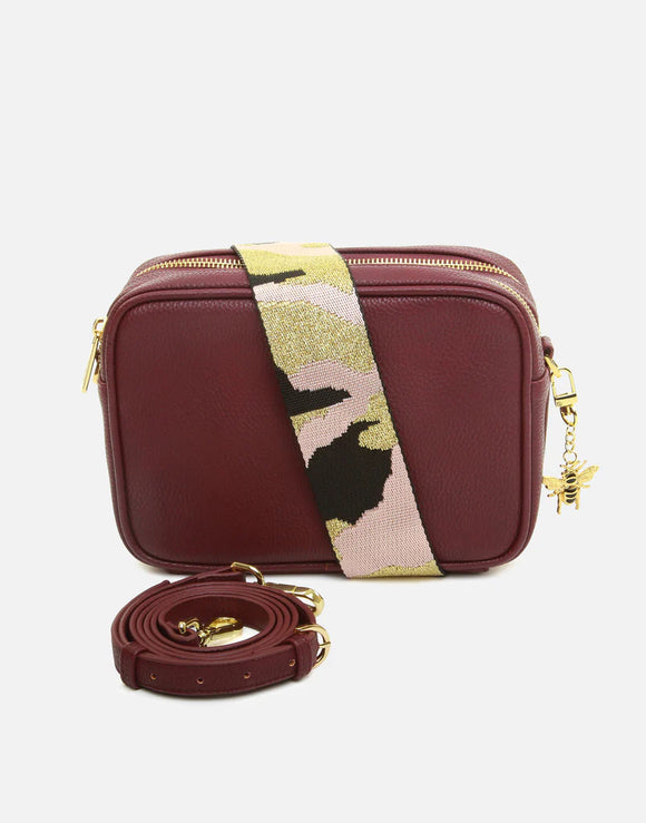 Alice Wheeler London Ladies Vegan Faux Leather Soho Camera Cross Body Bag - Plum (Design 2)