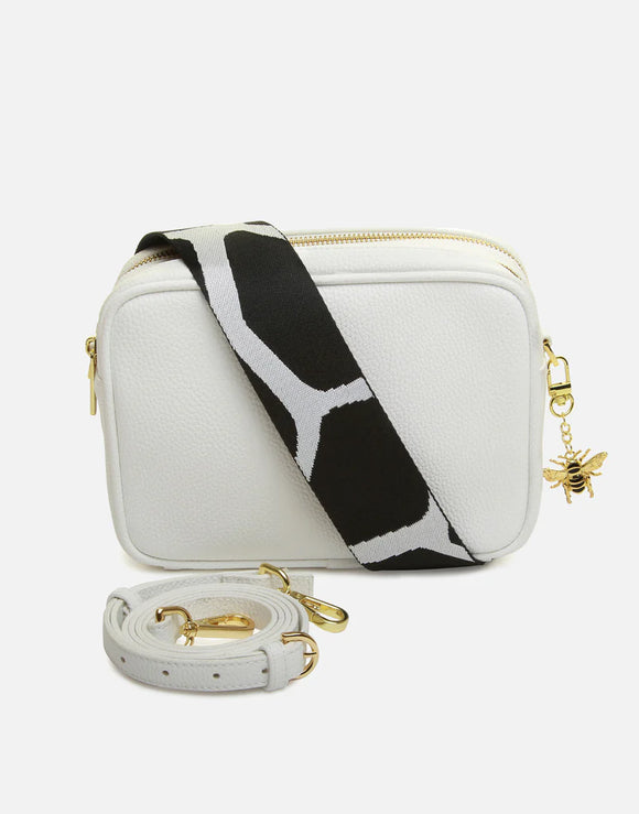 Alice Wheeler London Ladies Vegan Faux Leather Soho Camera Cross Body Bag - White